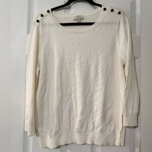LOFT Cream Sweater with Button Accents